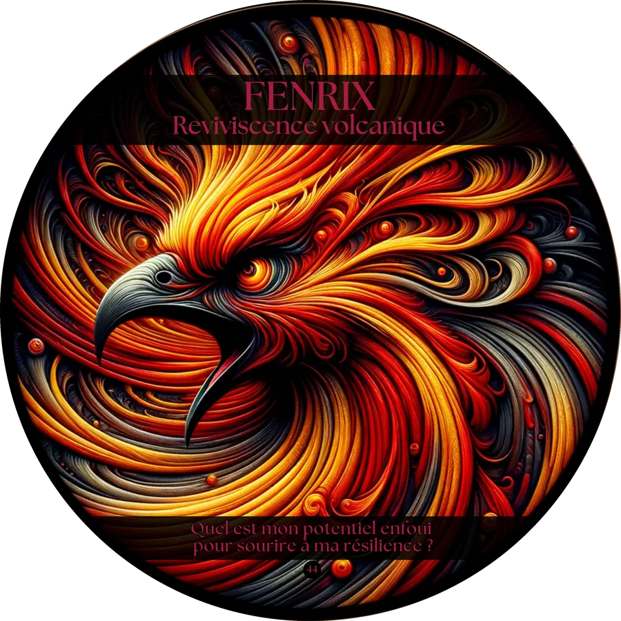 Carte 44 de l'Oracle du Tantra : FENRIX, Reviviscence volcanique