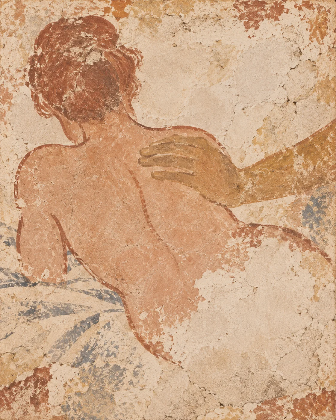 Fresque : un dos nu et une main posée entre les omoplates