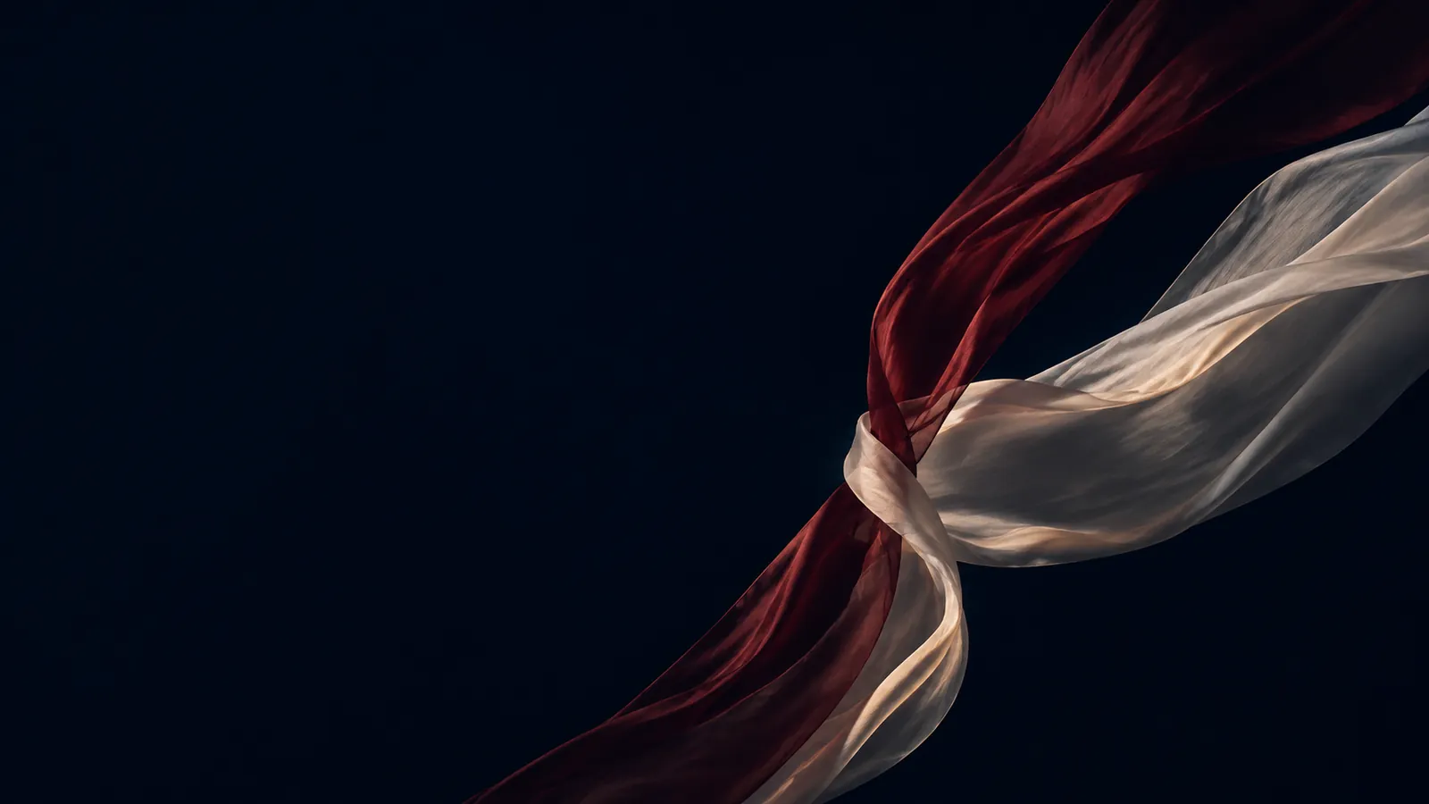 Soies rouge et blanche entrelacées, image du tantra rouge et du tantra blanc